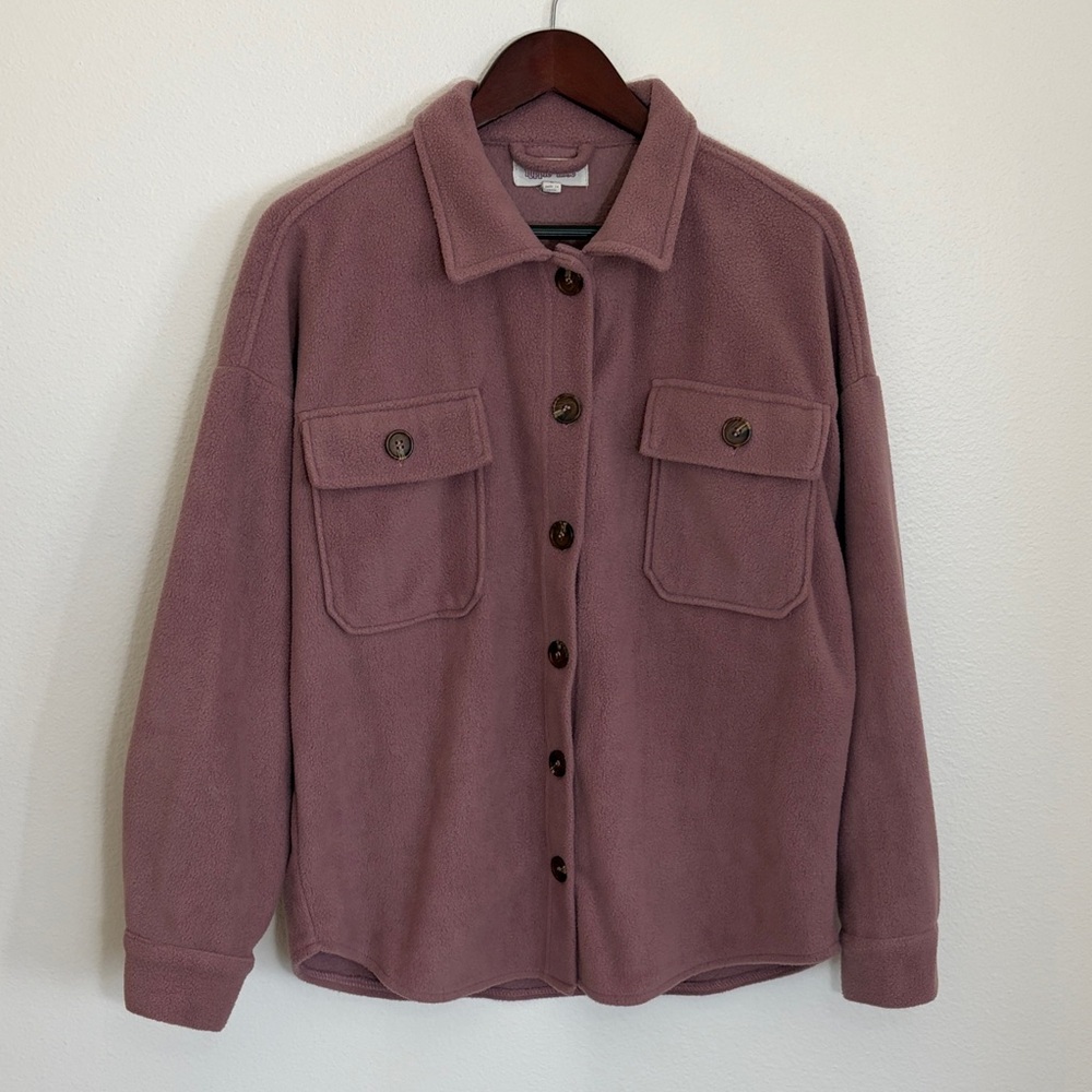 Hippie Rose Mauve Fleece Button-Up Jacket